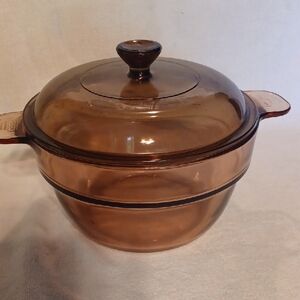 Corningware Amber Glass Cookware with Lid Double Boiler Insert